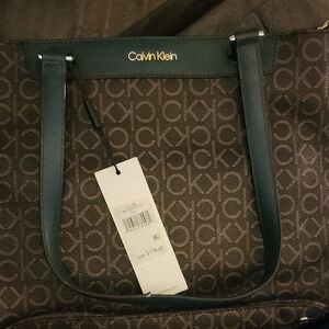 Calvin Klein Monogram Tote in Brown and Black